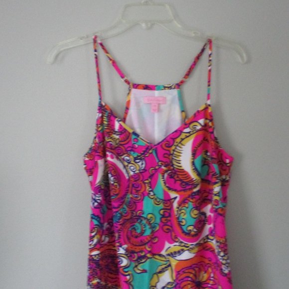 Lilly Pulitzer Dress 100% Silk Slip Dress $198 M Pink Red Orange - Picture 2 of 6